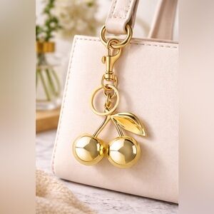 Gold-tone Cherry Bag Charm/Keyring - NEW